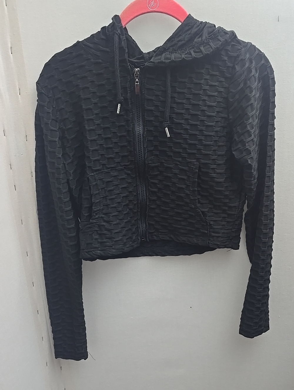Streetwear Society Black Textured Hooded Cropped Bomber